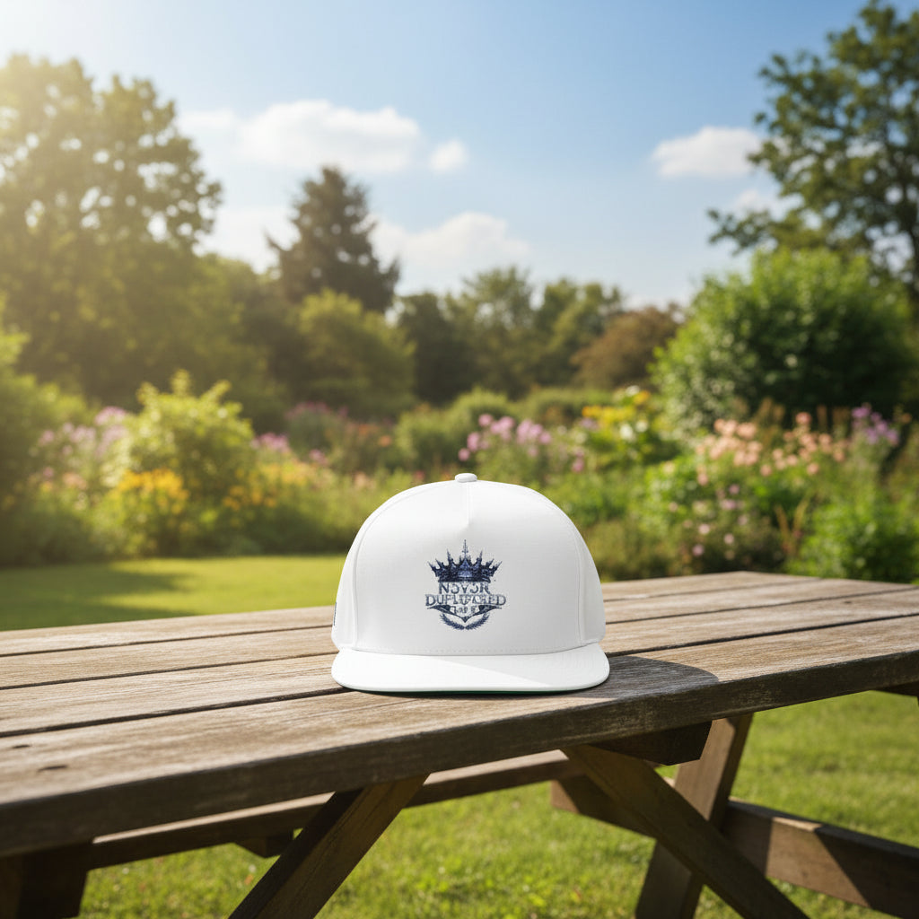 Embroidered 'Music Unplugged' Crown Flat Bill Cap — Snapback Hat for Musicians & Fans