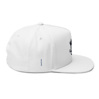 Embroidered 'Music Unplugged' Crown Flat Bill Cap — Snapback Hat for Musicians & Fans